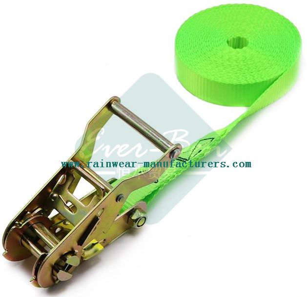 Green retractable ratchet straps supplier bulk wholesale heavy duty cam buckle straps